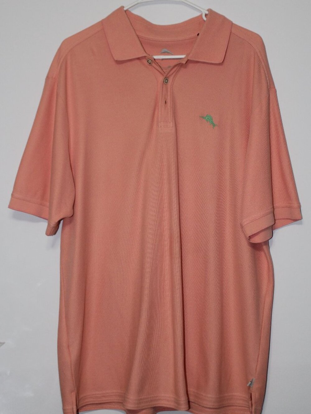 Tommy Bahama Supima Cotton Polo Shirt Men’s XL Coral Orange Embroidered Marlin